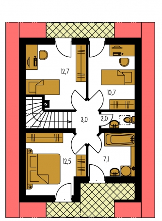 Image miroir | Plan de sol du premier étage - PREMIER 86